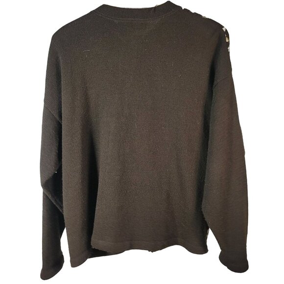 Lauren Alexandra Cardigan Sweater Brown Cream Large Floral Gold Fleck Button VTG - Picture 3 of 7